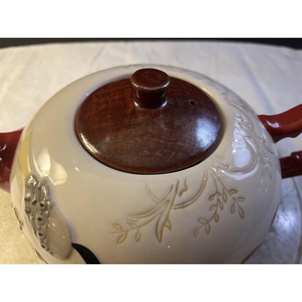 Grasslands Road Holiday Ceramic Poinsettia Tea Christmas Tea Pot Winter Holiday